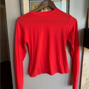 SKIMS Red Long Sleeve Crewneck Top